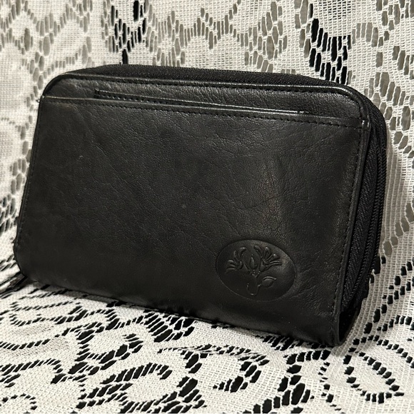 Buxton Handbags - Buxton Heiress Organizer Clutch Wallet Top Grain Cowhide Leather Black 6" X 4"